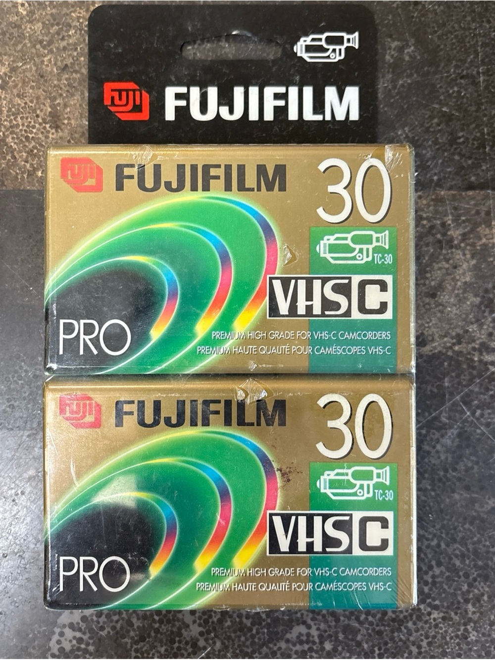 Vintage Fujifilm Pro VHS-C Tapes 30 Min 2 Pack New Sealed